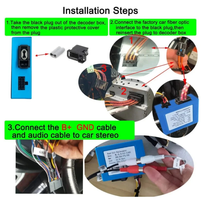 Car Stereo Radio Fiber Optic Decoder Plus Box for Porsche Cayenne For Mercedes Benz GL ML  | AUTOKITSHOP