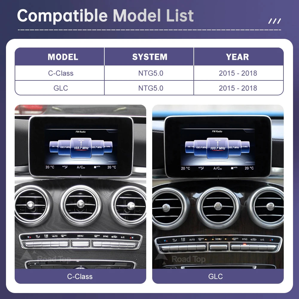 Wireless CarPlay for Mercedes Benz C Class W205 GLC GLA CLA NTG5.0 2015-2018, with Android