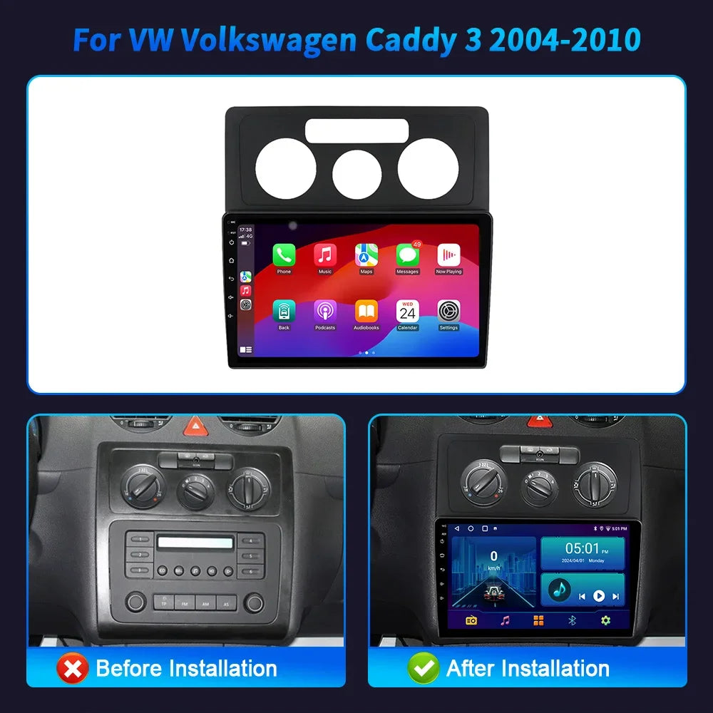Android 14 For VW Volkswagen Caddy 3 2004-2010 Car Radio Multimedia Navigation GPS Wireles