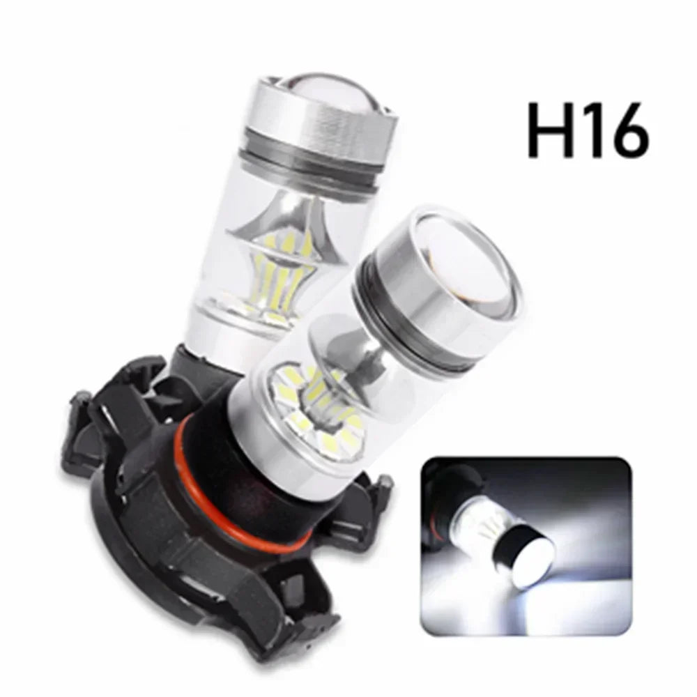 H16 LED Foglights Conversion Kit Bulbs High Low Beam 100W 6000K Super White PSX24W Auto Dr
