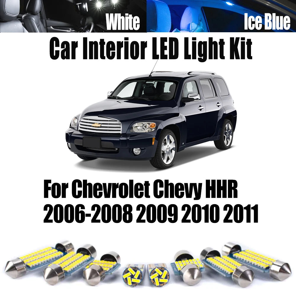 11-Piece LED Interior Light Kit for Chevrolet Chevy HHR 2006- 2009 - Canbus Dome Map Door Trunk Bulbs | AUTOKITSHOP