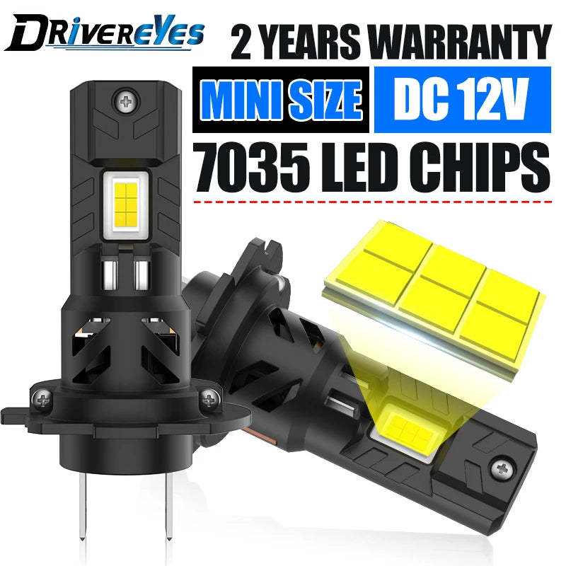 H7 LED Light CANbus 12PCS 7035 CSP Led Headlamp Wireless Turbo 1:1 Mini Size Universal 600