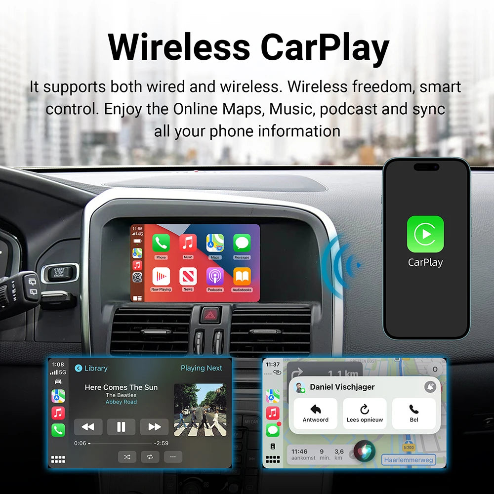 Wireless Carplay Android auto module For Volvo V40 V60 S60 XC60 V70 XC70 S80 Screen Upgrad