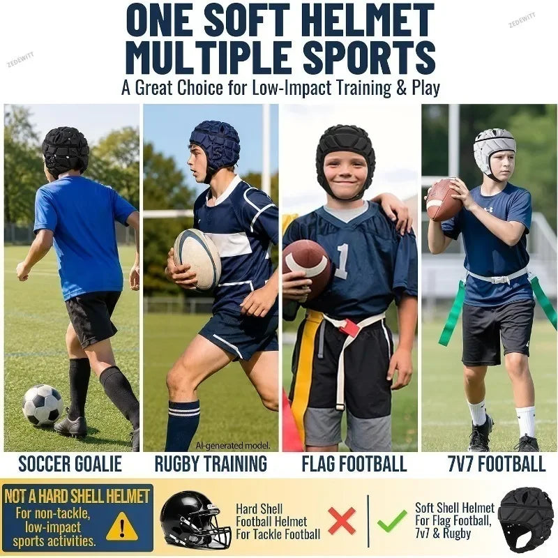 For Adult Unisex Sports Training EVA Padded Shockproof Head Guard Protective Helmet Rugby Footba - Automotive LED Light