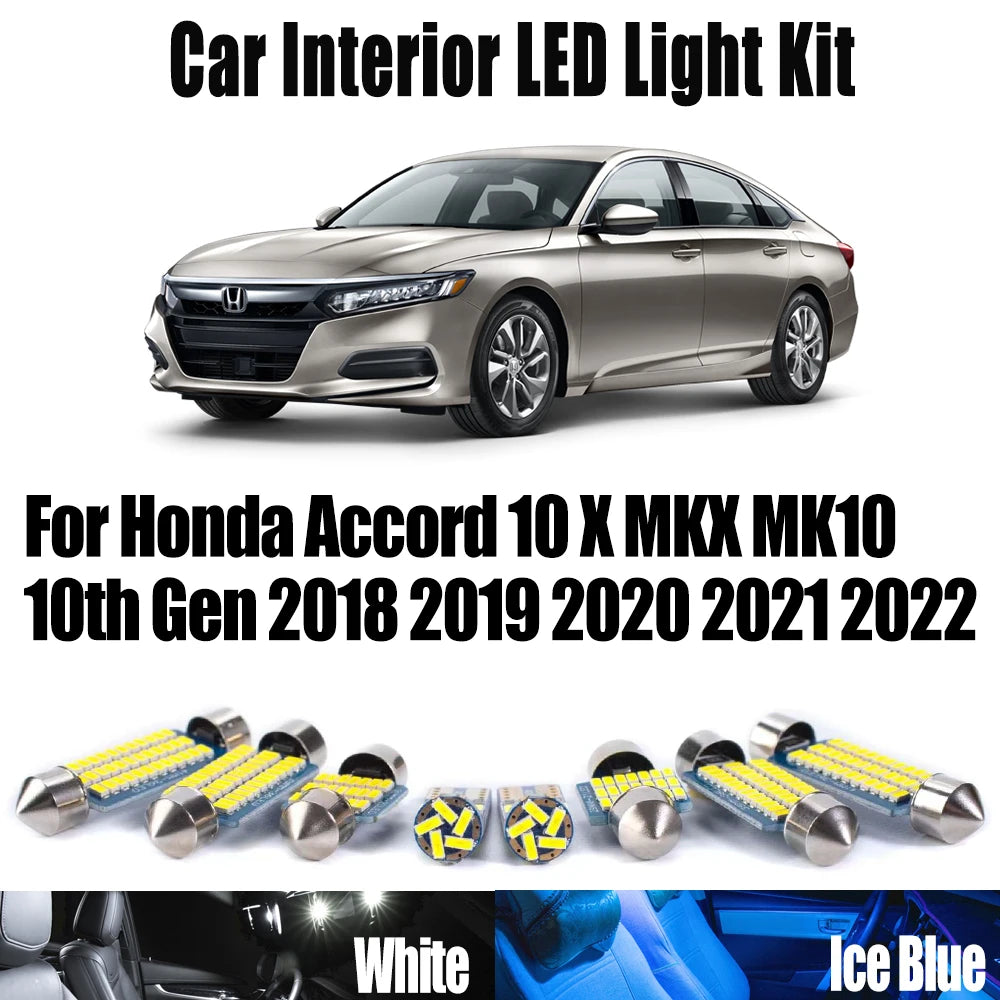12-Piece LED Interior Light Kit for Honda Accord 10 X MKX MK10 10th Gen 2018- 2021 - Canbus Dome Map Door Trunk Bulbs...
