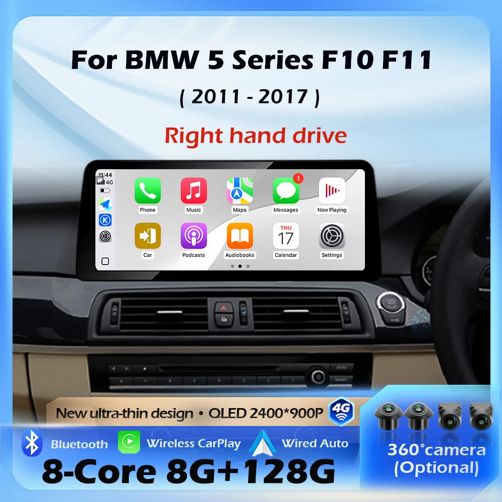 Right hand drive For BMW 5 Series F10 F11 2011 - 2017 CIC NBT System Wireless Carplay Andr
