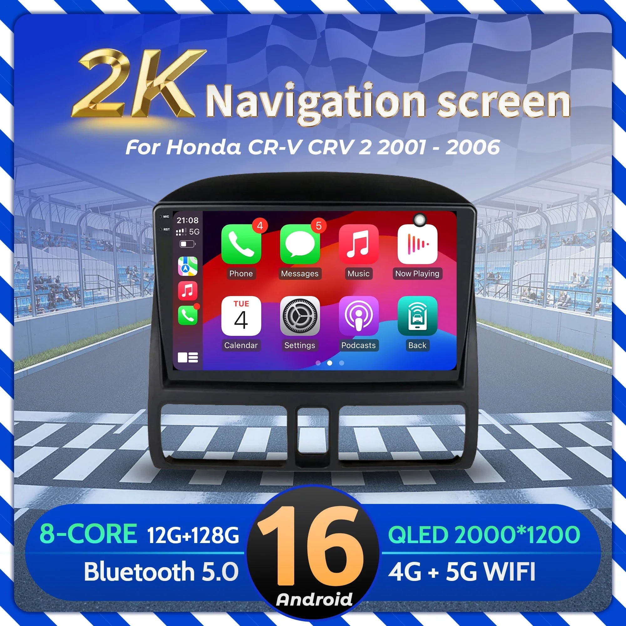 9“ Car Radio Android 16 For Honda CR-V CRV 2 2001-2006 BT Carplay Multimedia Navigation He