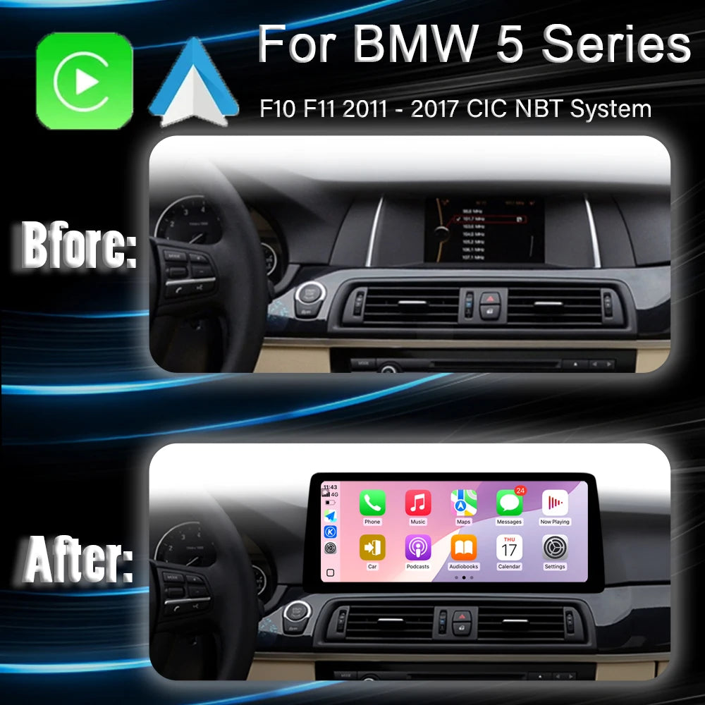 12.3" Wireless Carplay Android Auto Car Multimedia System radio Screen for BMW 5 Series F1