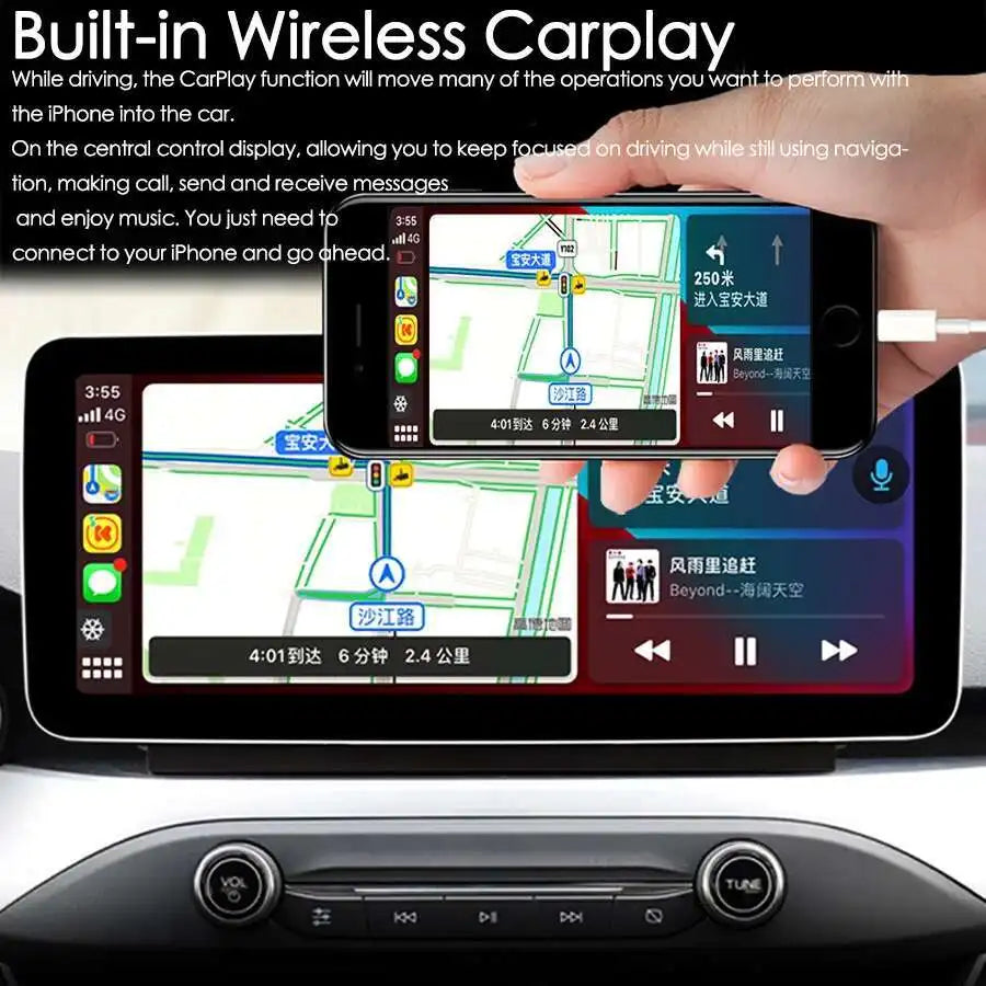Video Player 12.3'' IPS Screen Car Music Stereo For Ford Focus 2019 - 2021 Android 14 CarP
