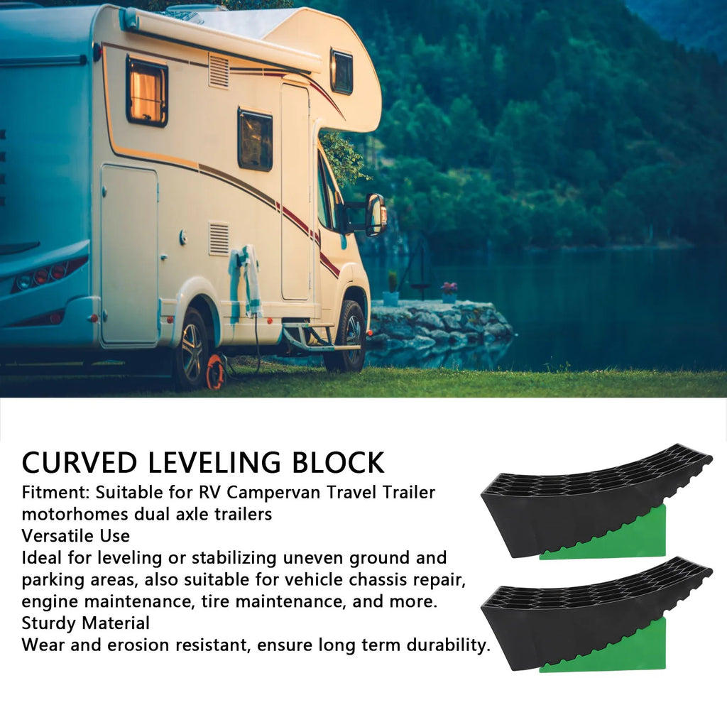 6Pcs Curved Leveling Block 35000lb Load Capacity Portable RV Curved Leveler with Anti Slip Pads  - Automotive LED Light