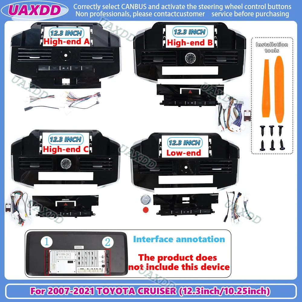 For 2007-2022 TOYOTA CRUISER 12.3 10.25 inch 2 Din Car radio Android frame Kit panel Cente