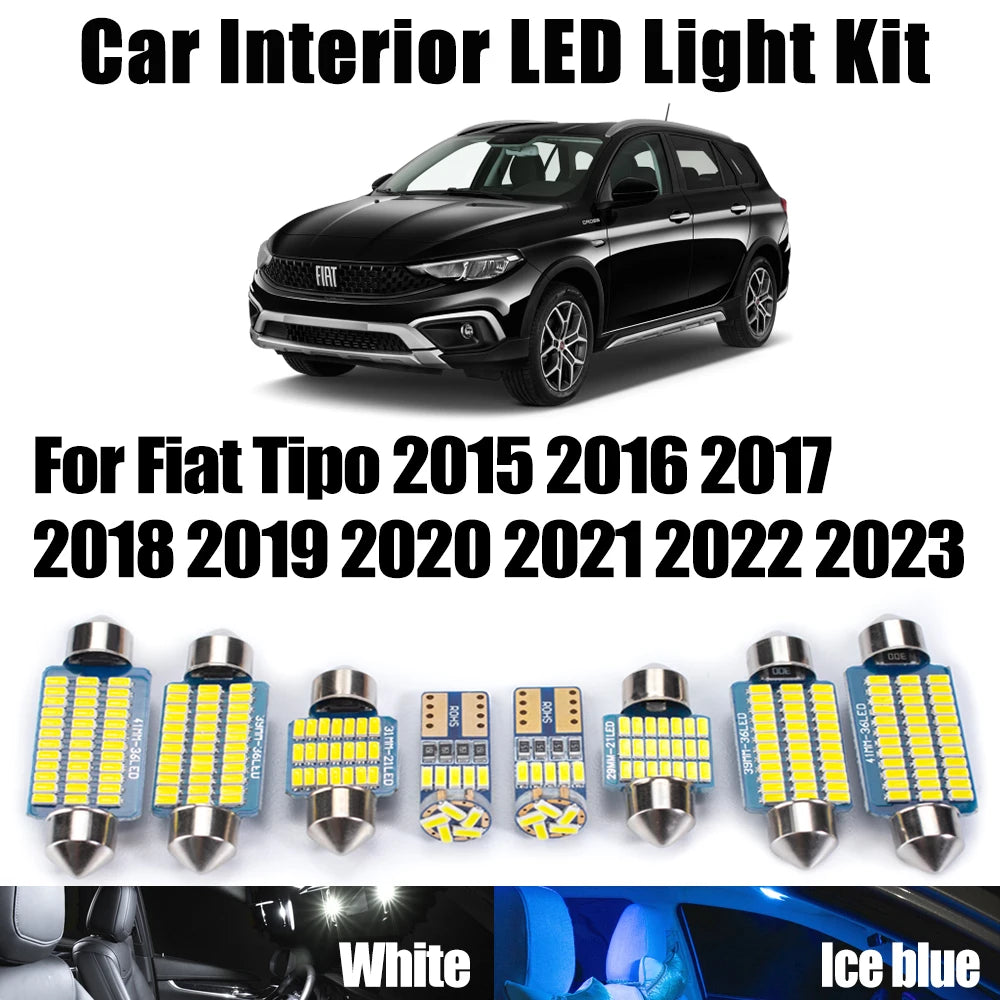 11-Piece LED Interior Light Kit for Fiat Tipo 2015- 2019 - Canbus Dome Map Door Trunk Bulbs | AUTOKITSHOP