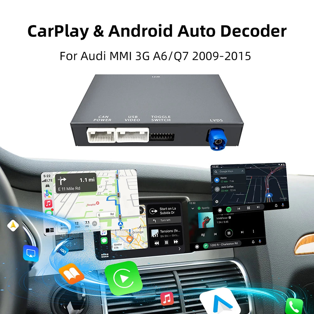 OEM Screen Upgrade Decoder Box for Audi A6,Q7 2009-2015, 6.5"/7" Screen, MMI 3G with CarPl