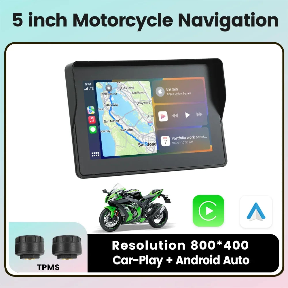 5inch Moto Navigation GPS Wireless Android Auto for Apple Carplay Motorcycle IP67 Waterpro | AUTOKITSHOP