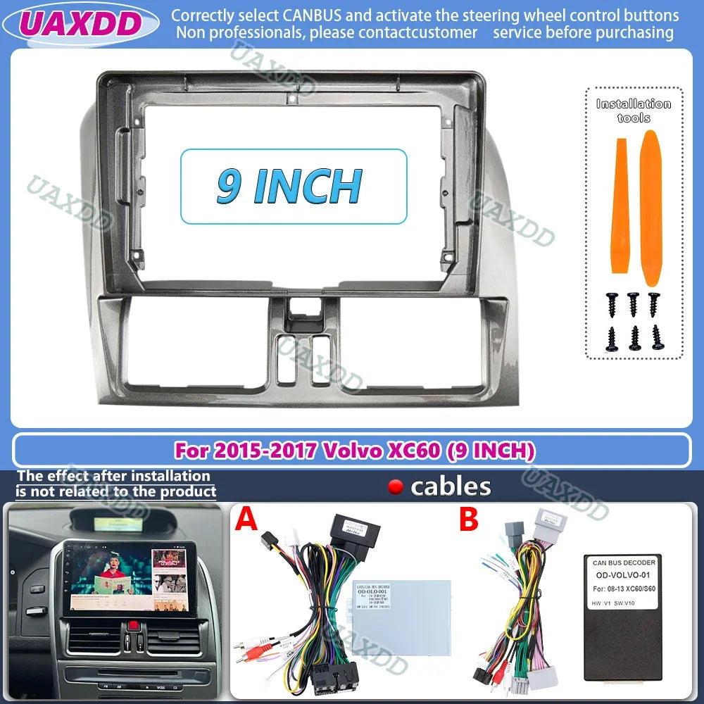 9inch For VOLVO XC60 2013-2017 Car Radio Fascias Android MP5 Stereo Player 2Din Head Unit