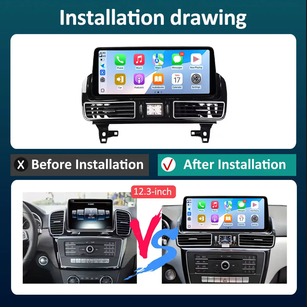 Android 16 Accessories Car Multimedia Radio and Ultra-thin screen Carplay QLED for Mercede
