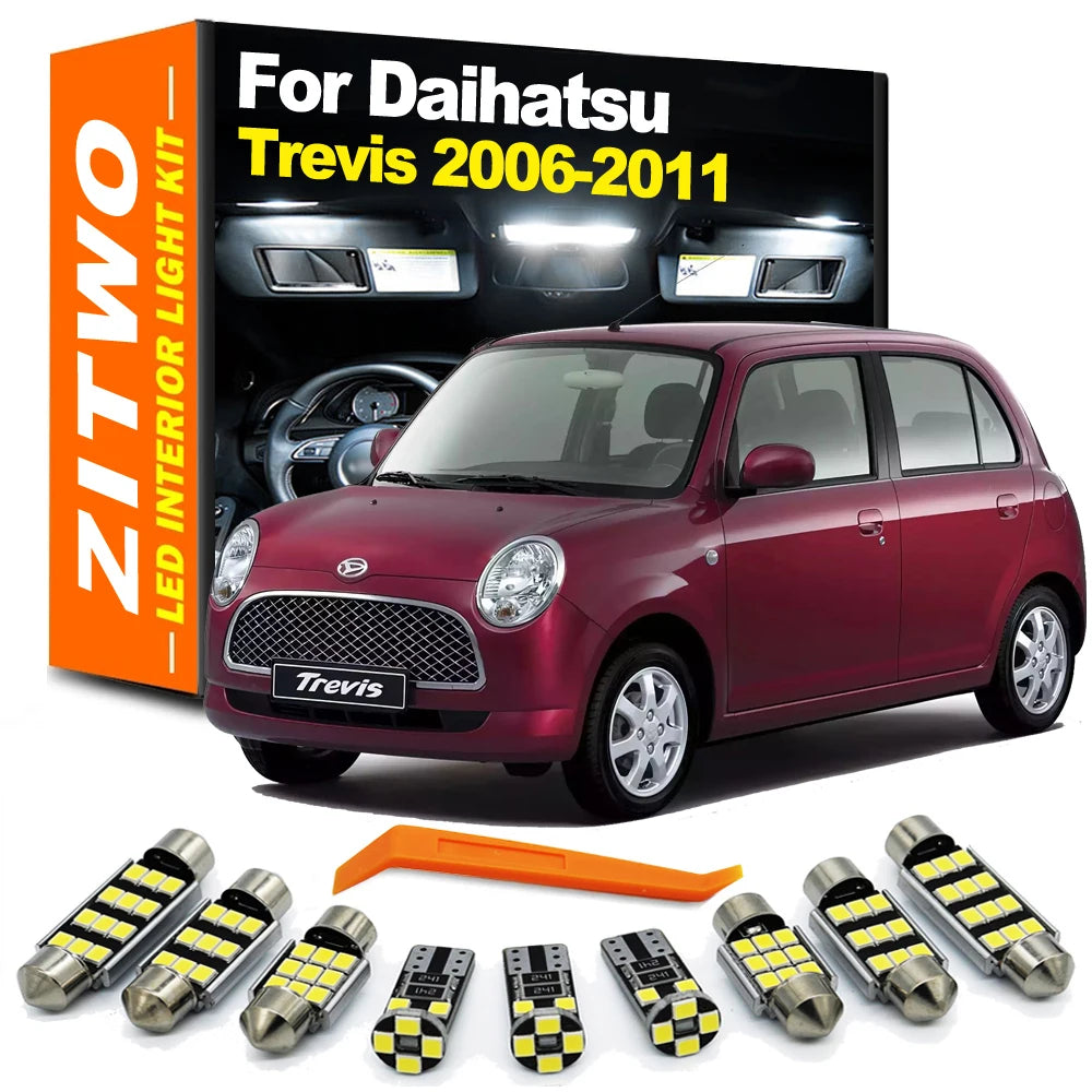 ZITWO 12Pcs Car Accessories LED Bulb Interior Dome Map Reading Plate Light For Daihatsu Trevis 2006 2007 2008 2009 2010 2011