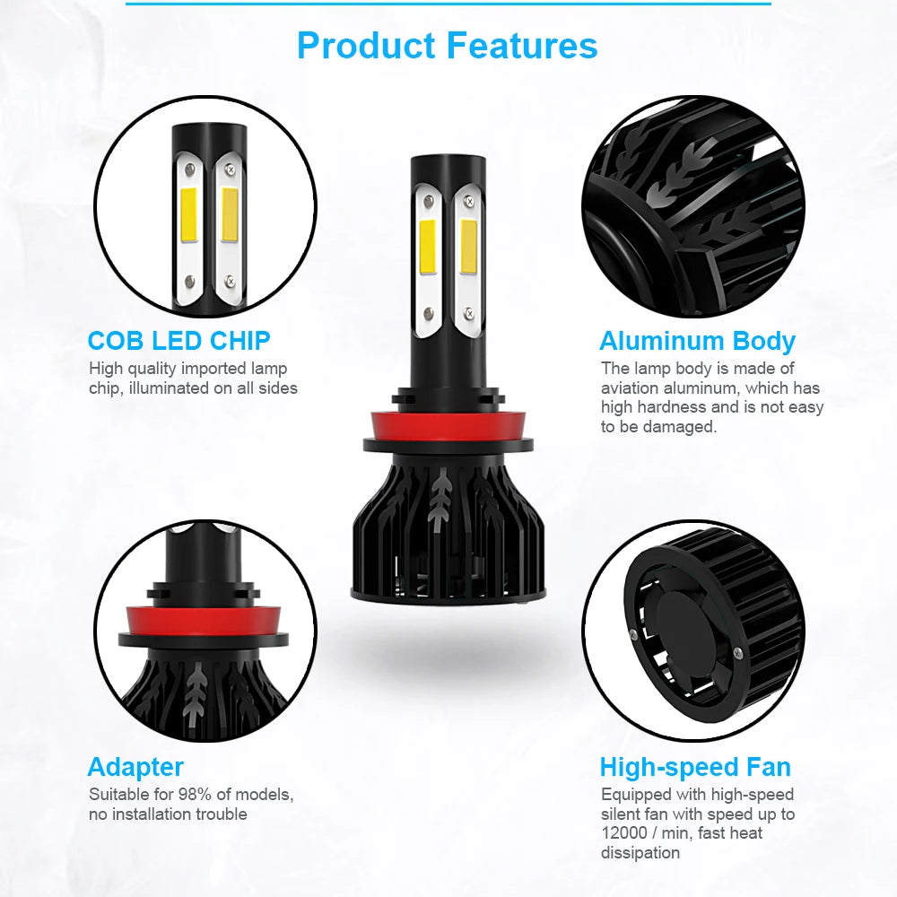 2/4Pcs 6000K LED Canbus Car Headlight Auto Light 180W For Chevy Silverado 1500 2007 2008 2