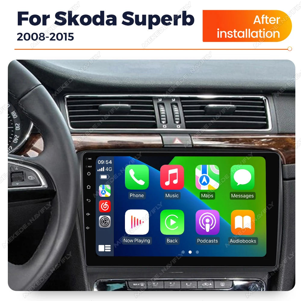 Android14 IPS Touch screen Car Radio Car play Auto for Skoda Superb 2 B6 2008 2009 2010 20
