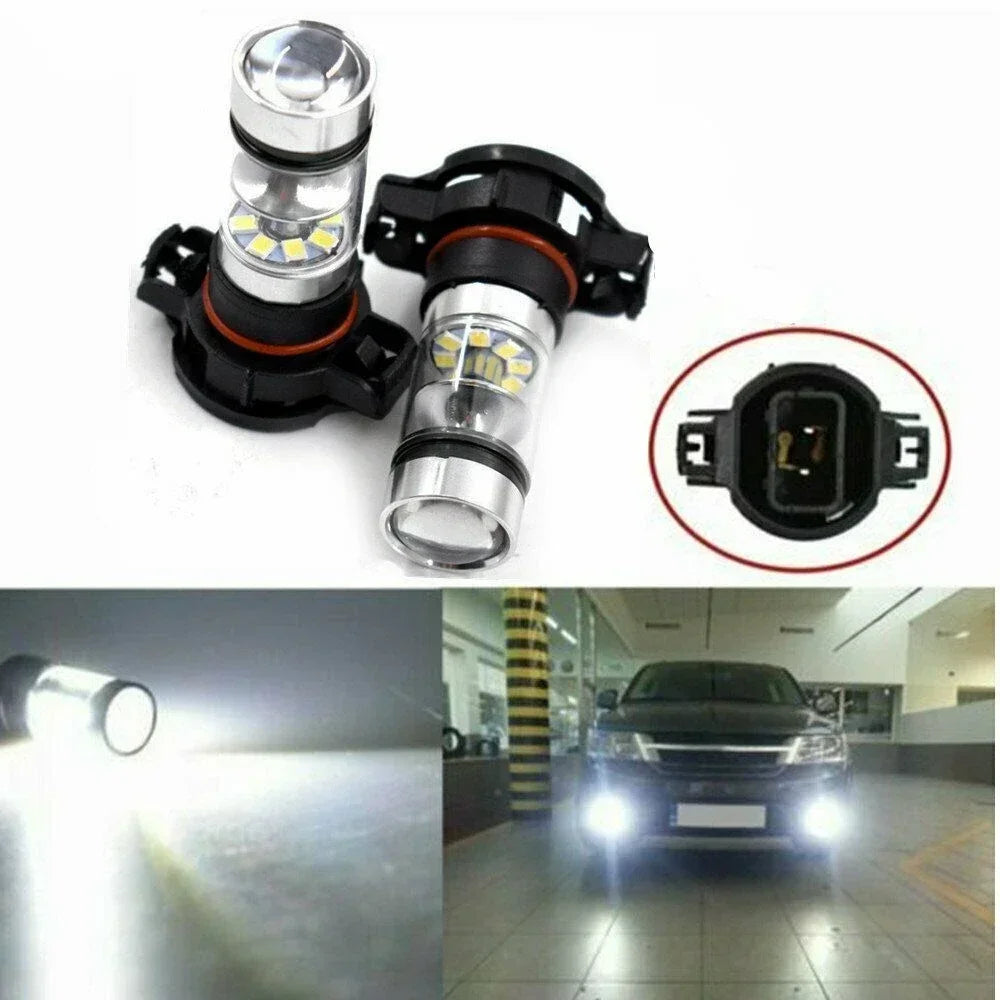 H16 LED Foglights Conversion Kit Bulbs High Low Beam 100W 6000K Super White PSX24W Auto Dr