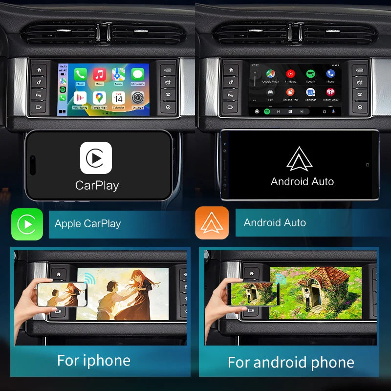 2025 Wireless Carplay Android Auto Fits For Jaguar XF/XJL/F-TYPE/E-PACE 2012-2018 Mirrorin