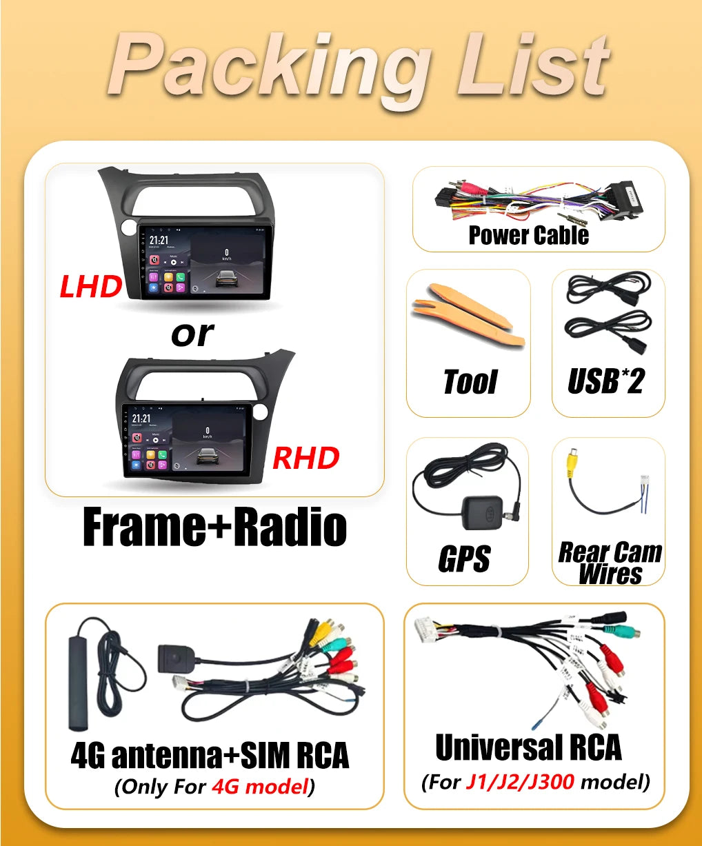 Car Radio Android 16 Wireless Carplay For Honda Civic Hatchback 2006 -2011 Multimedia Play | AUTOKITSHOP
