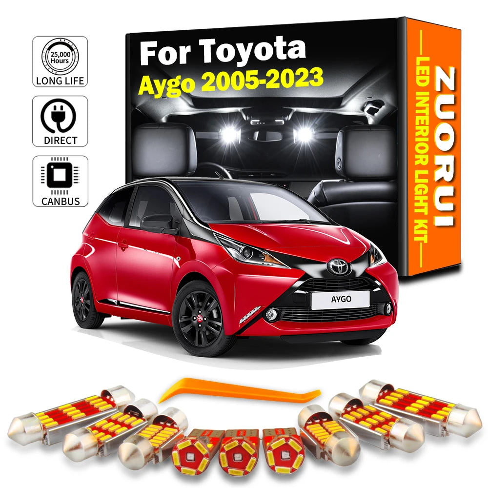 LED Interior Light Kit for Toyota Aygo X MK1 MK2 MK3 X-Style X-Cite X-Wave 2005- 2019 - Canbus Dome Map Door Trunk Bu...