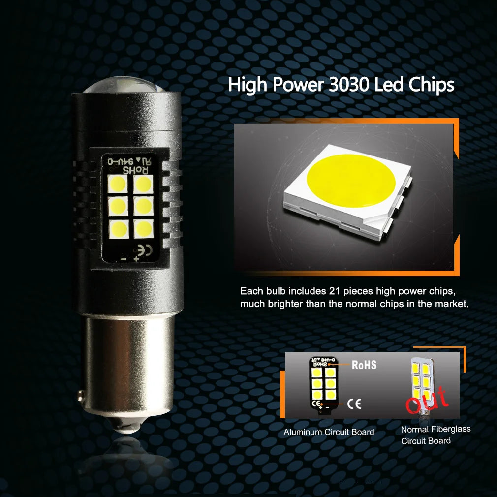 P21W LED 1156 BA15S BAU15S PY21W BAY15D LED Bulb 1157 P21 5W R5W 21pcs 3030SMD Auto Lamp C
