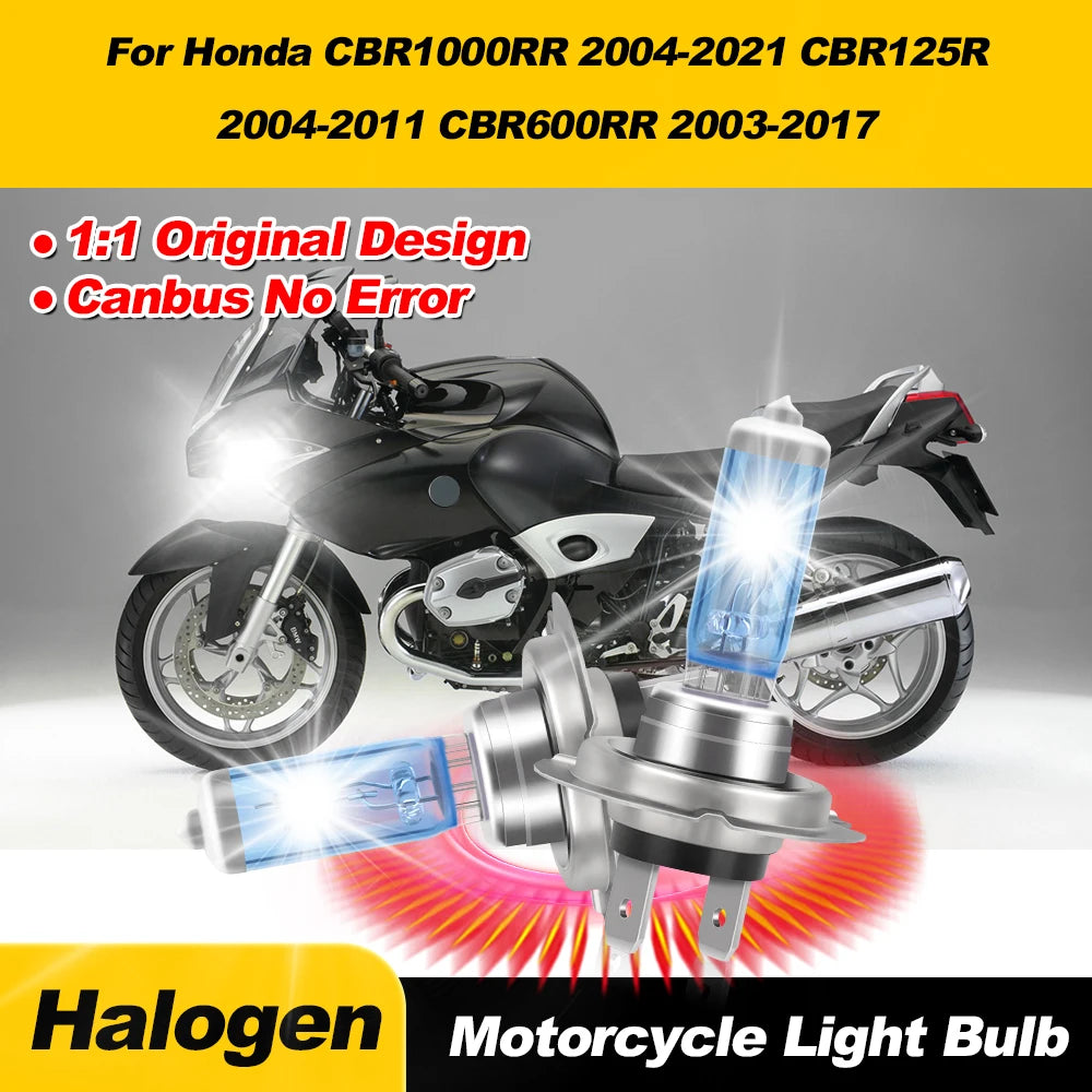 100W H7 Halogen Lights Bulbs 20000LM Motorcycle Headlight 12V For Honda CBR1000RR 2004-202