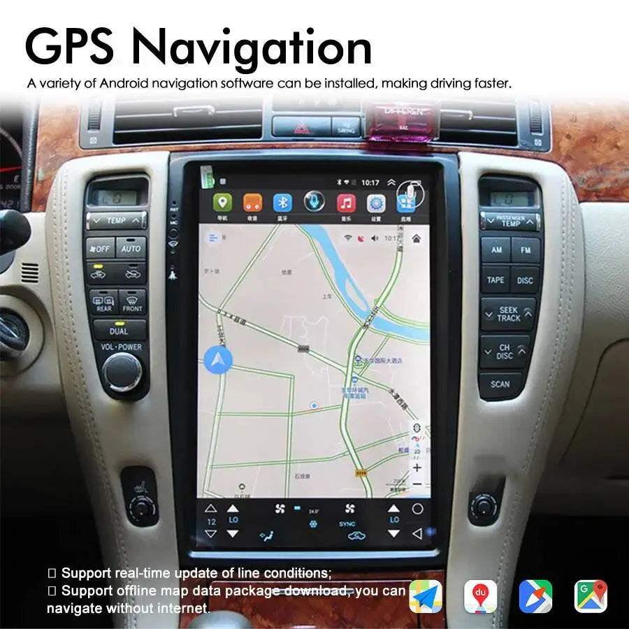 12.8" Car Radio Android Touch Screen For Toyota Crown S180 2003-2008 Carplay Multimedia Vi
