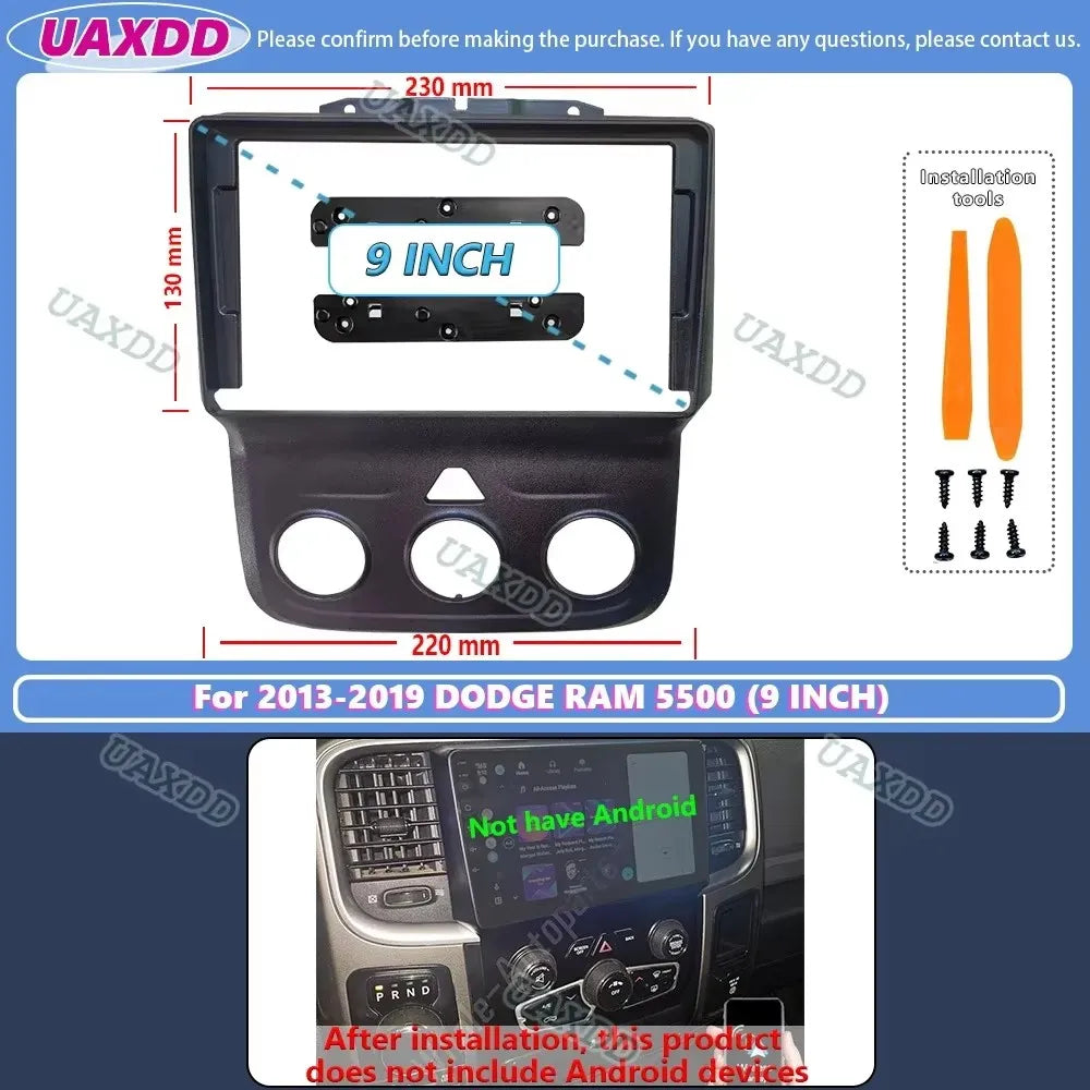 FOR 2013-2019 DODGE RAM 5500 9INCH 2 Din Car radio Android frame Center fascia cable video