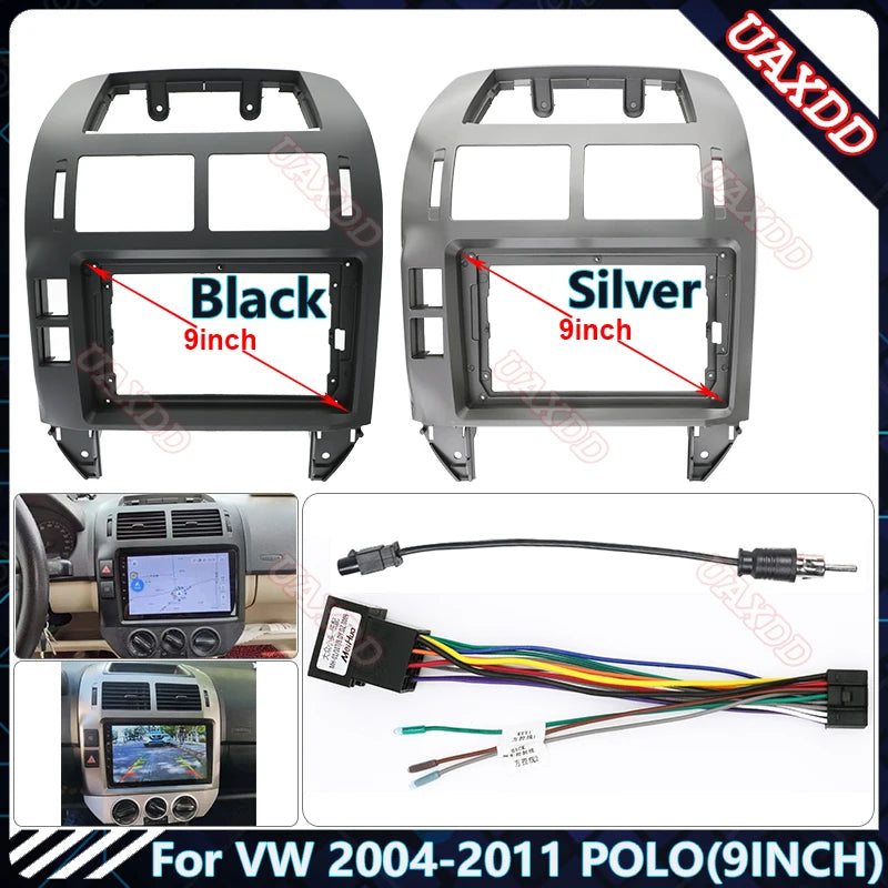 For VW2004-2011 POLO 9inch 2Din Car Radio Plastic Fascias Panel Dashboard Frame Installati