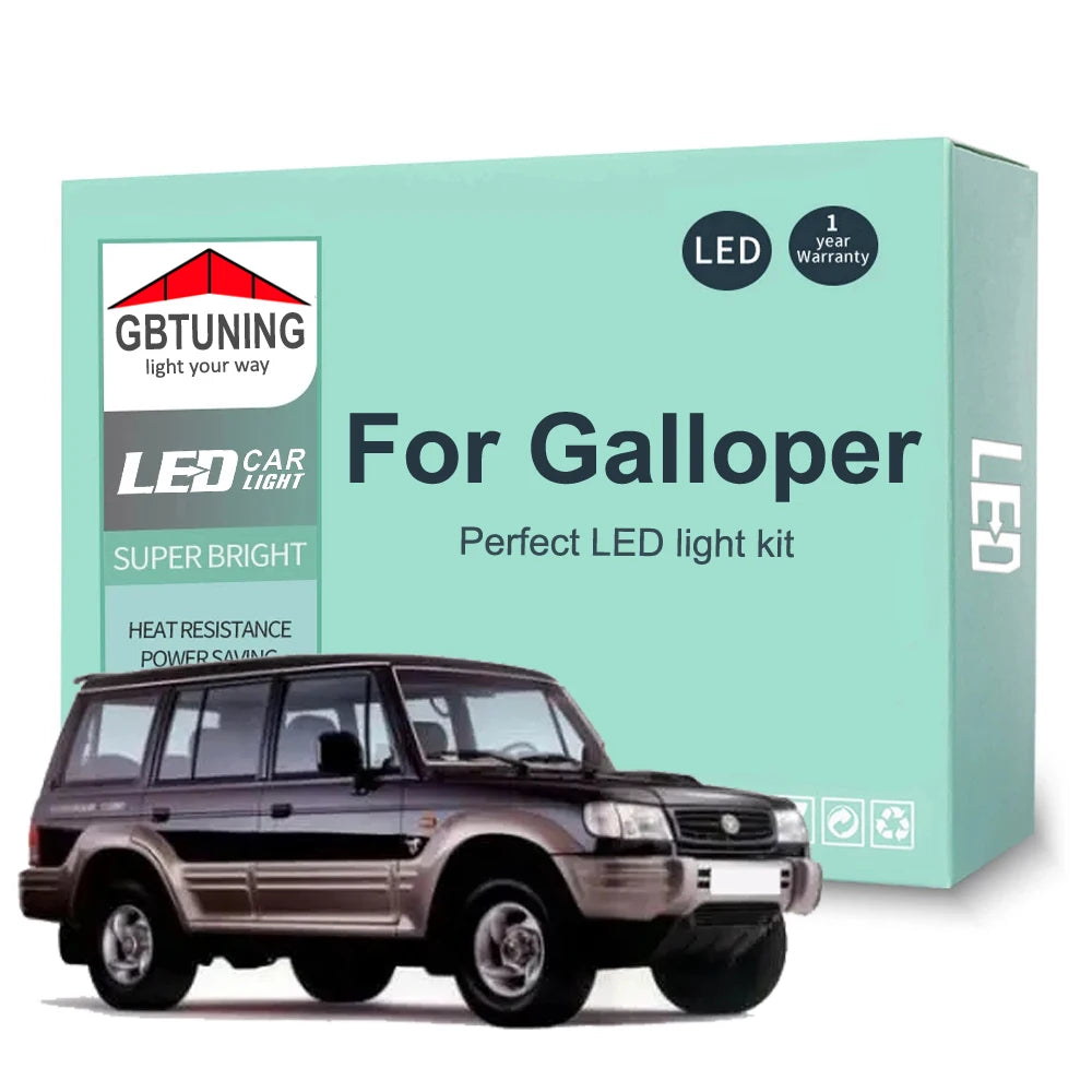 9-Piece LED Interior Light Kit for Hyundai Galloper 1990-2001 - Canbus Dome Map Door Trunk Bulbs | AUTOKITSHOP