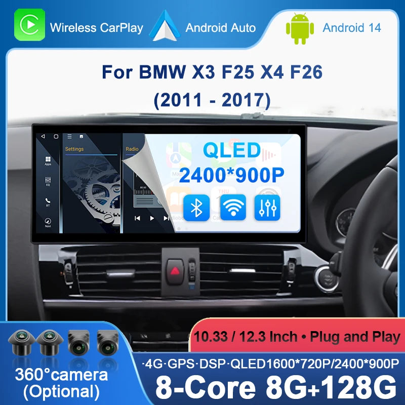 Right Hand Drvie For BMW X3 F25 X4 F26 2011 - 2017 CIC NBT System Car Multimedia Radio Pla