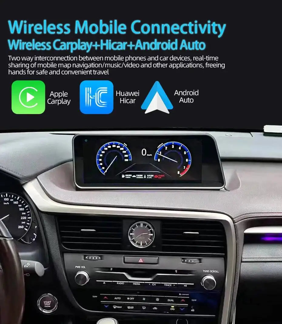 12.3inch Linux Car Radio Touch Screen Wireless CarPlay For Lexus RX RX270 RX300 RX350 2016