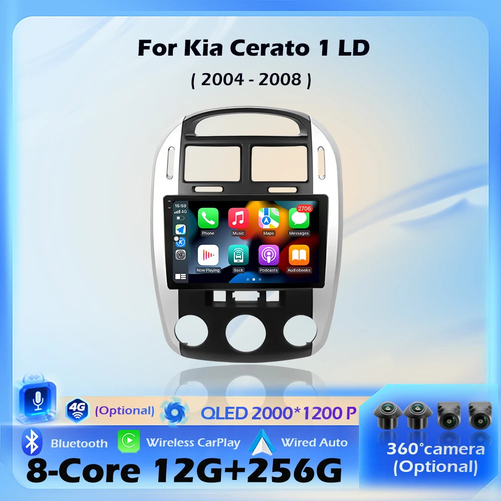 9" Wireless CarPlay Navigation GPS For Kia Cerato 1 LD 2004 - 2008 Car Radio Multimedia Pl