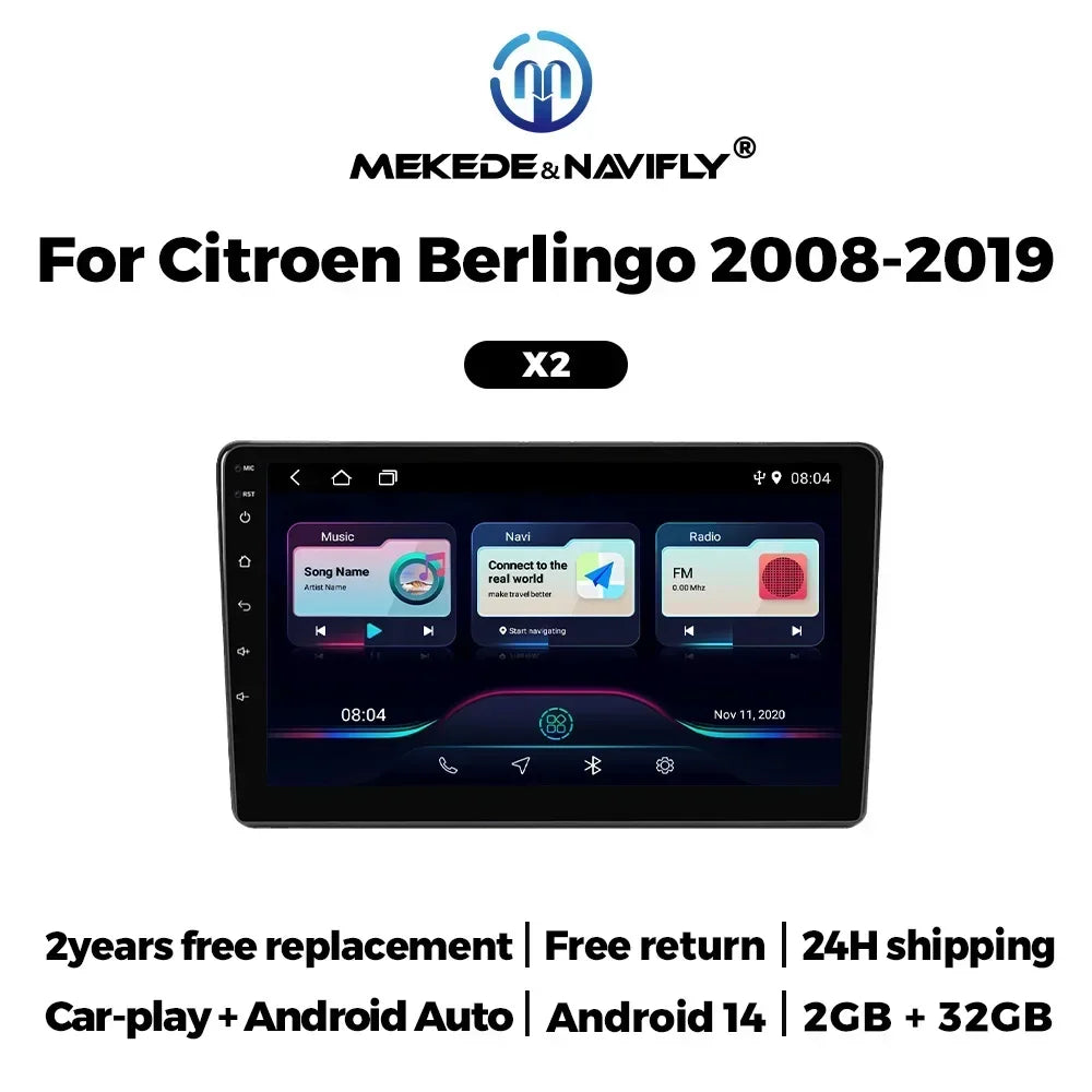 Android 14 Car Radio for Citroen Berlingo B9 Peugeot Partner 2008 - 2019 Wireless CARPLAY+ | AUTOKITSHOP