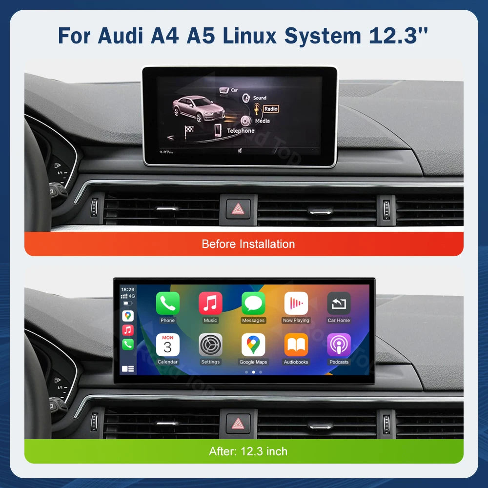 12.3inch Multimedia Display Touch Screen For Audi A4 S4 A5 S5 2014-2019 Airplay Miracast F | AUTOKITSHOP