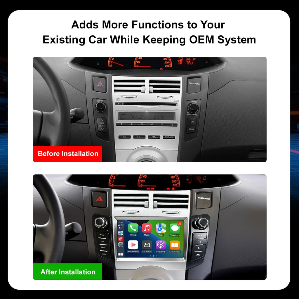 For Toyota Yaris XP90 Vitz Platz 2005-2011 7inch Car Radio CarPlay Central Multimedia Play