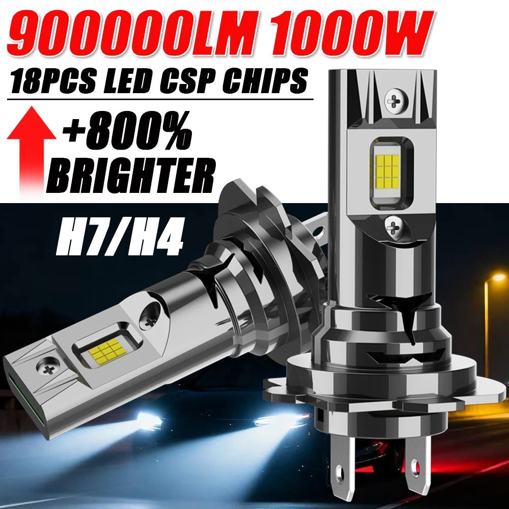 H7 H4 LED CANBUS Bulb 900000LM Super Bright 9003 HB2 6000K Led Light for Car Wireless Automobile Motorcycle Diode Headlight Lamp