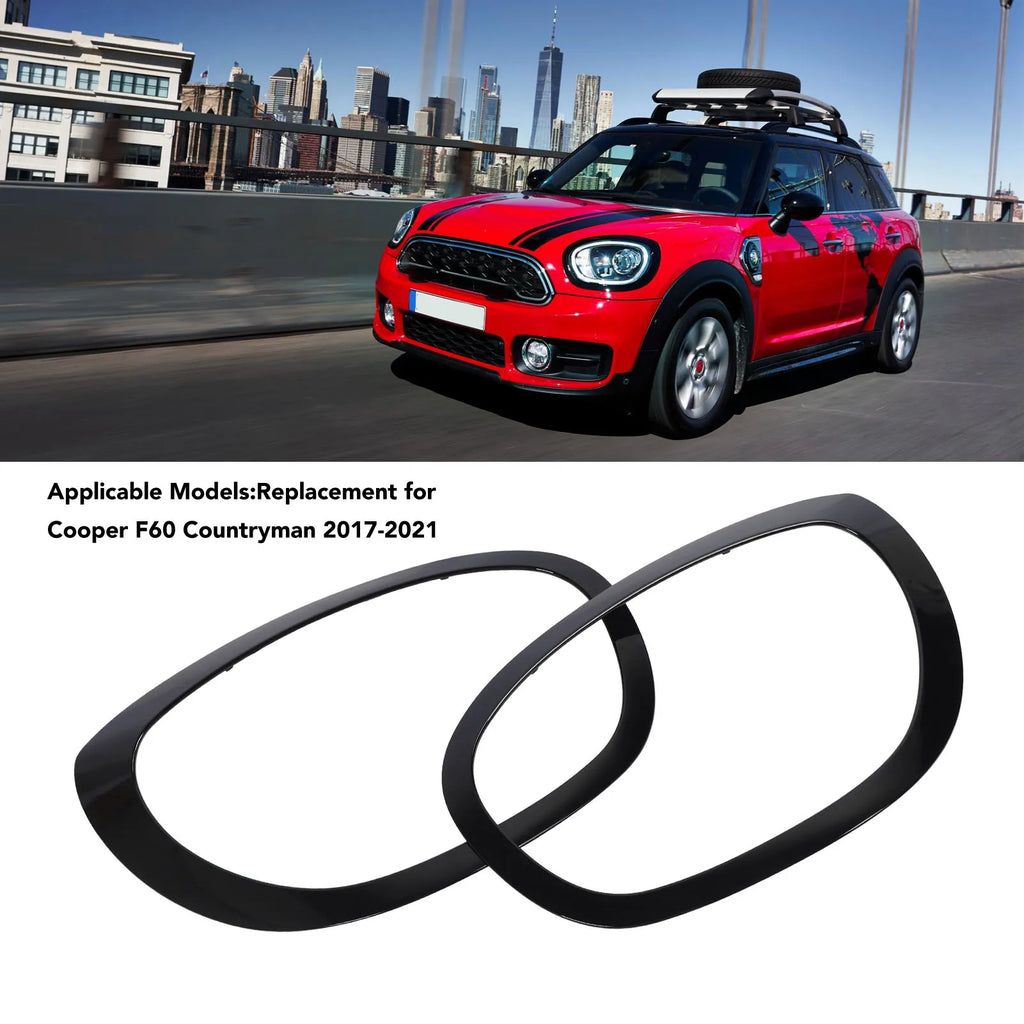 1 Pair Car Headlight Trim Ring 51138739351 Black Headlight Trim Ring Bezel Replacement for Coope - Automotive LED Light