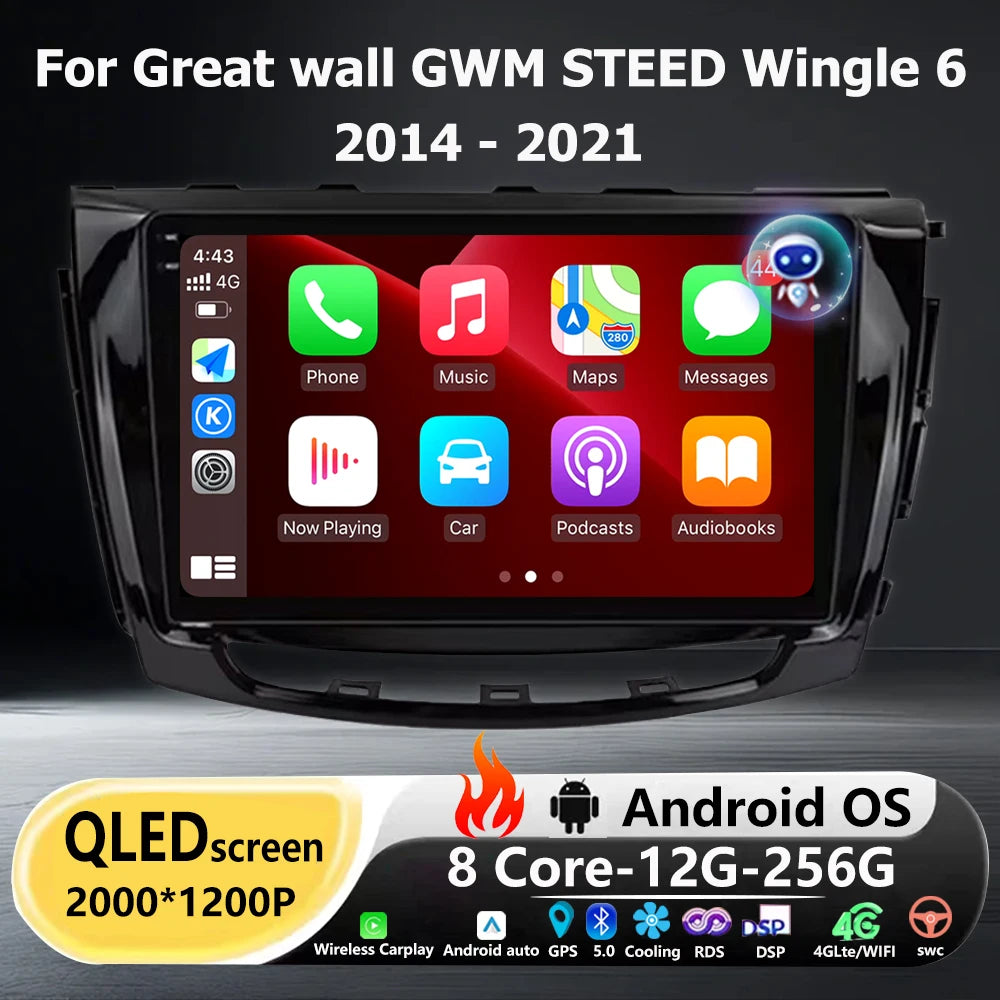 Wireless Carplay For Great wall GWM STEED Wingle 6 2014 - 2021 Android 16 Auto Car Radio M