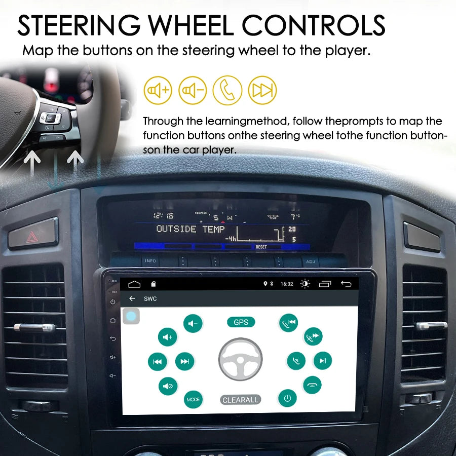Car Radio For Mitsubishi Pajero 2009 V88 V80 V90 2006-2014 8GB+128GB AI Voice CarPlay GPS