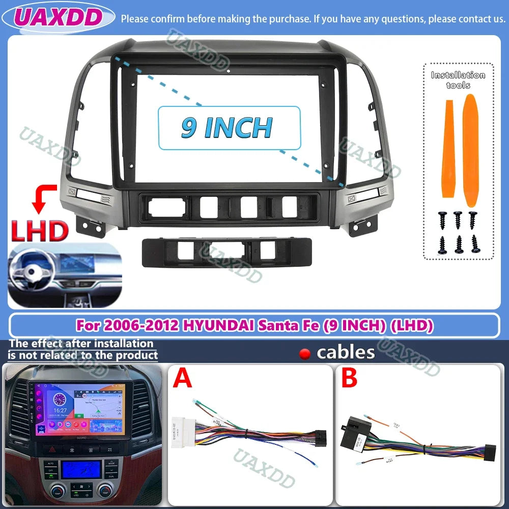 FOR 2006-2012 Hyundai Santa Fe 9INCH 2 Din Car stereo radio Android frame panel fascia cab