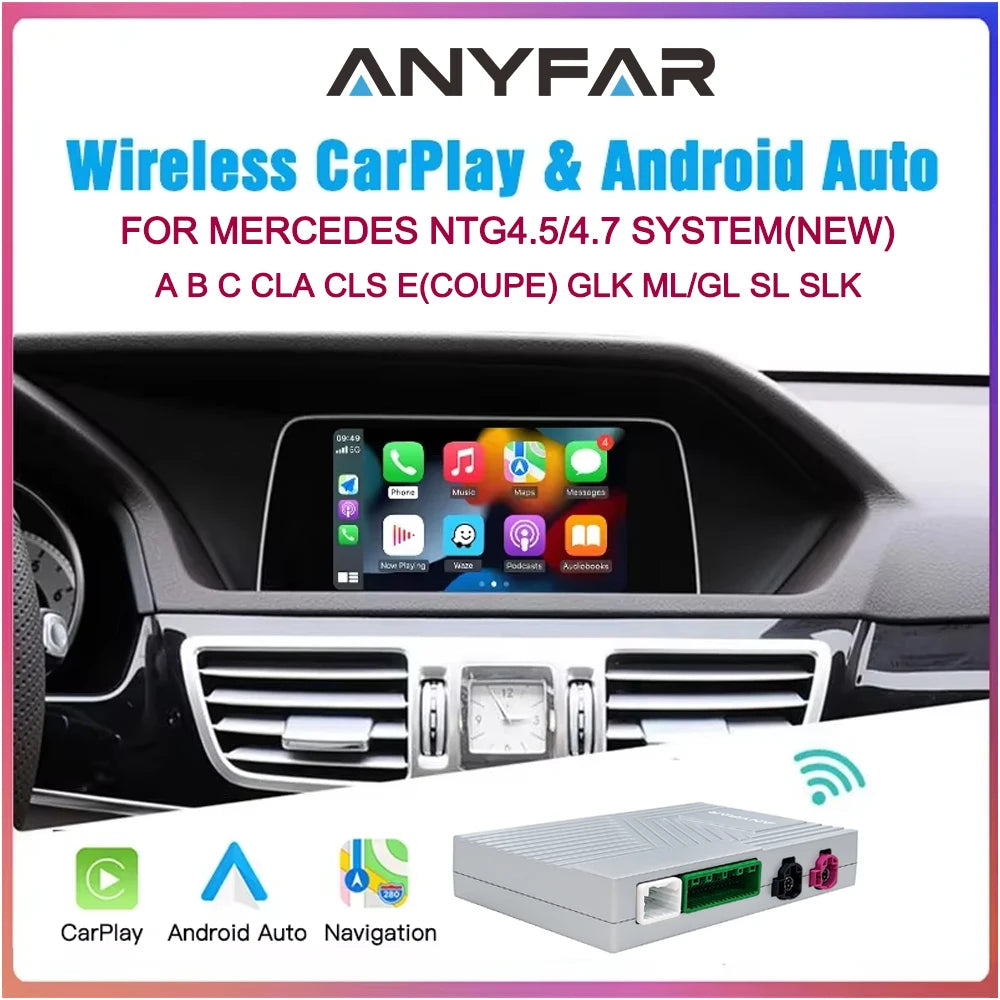Wireless CarPlay Android Auto for Mercedes Benz NTG4.5/4.7 A B C E Class GLA CLA GLK SLK C