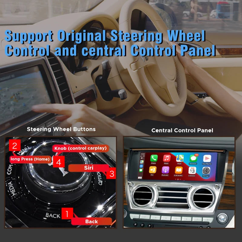 Wireless CarPlay Android Auto Interface for Rolls Royce Wraith/Ghost/Phantom/Dawn Mirror L