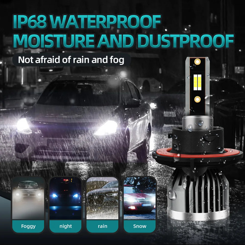 KINGSOFE 2PCS LED Headlight H13 6000K CSP Chip Car Light High Low Beam Bulbs Fit For Ford