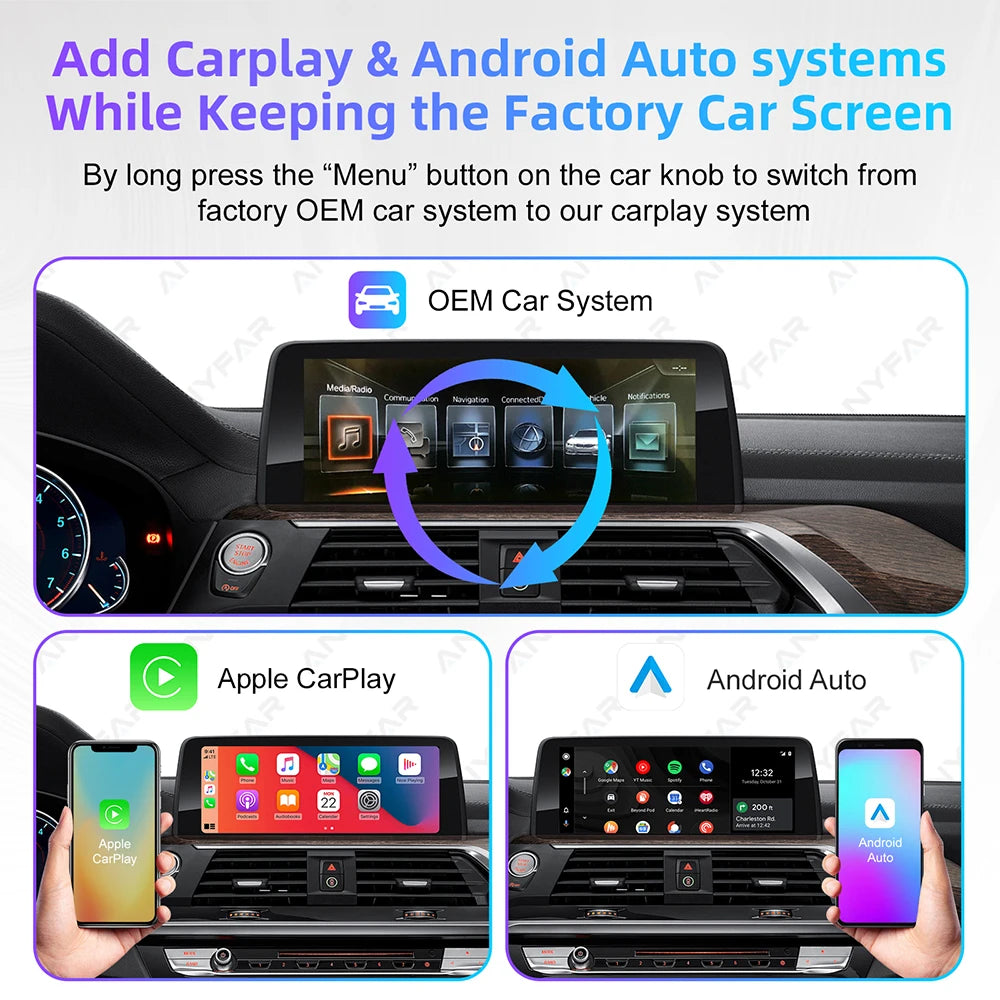 Wireless CarPlay Android auto For BMW 1 2 Series F20 F21 F22 F23 F45 2011-2020 NBT EVO Wit