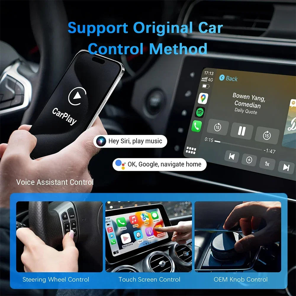 Wireless Carplay Android Auto Wireless Adapter Smart Dongle 2in 1 For Wired CP AA Connect