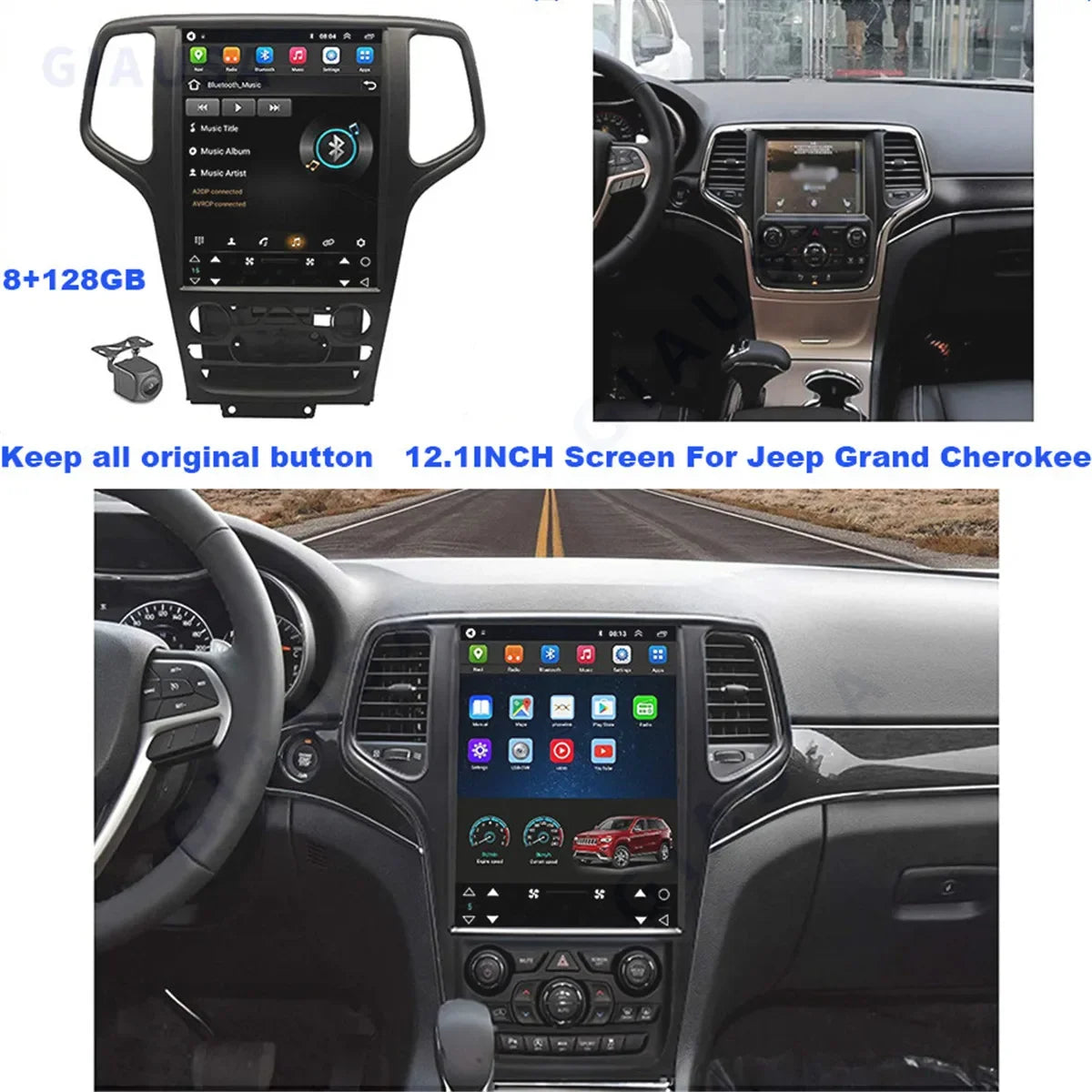 2 Din Car Multimedia Stereo For Jeep Grand Cherokee 2017 Radio Android 13 Screen 12.8inch